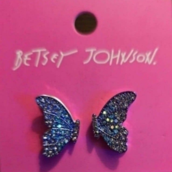 Betsey Johnson Jewelry - Betsey Johnson Paved Butterfly 3-D wing stud post earrings!